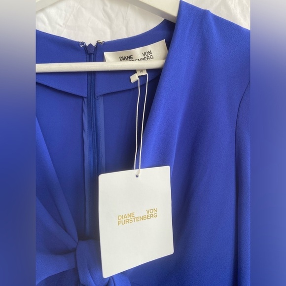 Diane von Furstenberg Tie Front Mini Crepe Dress Size 10 NEW - Picture 7 of 16